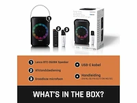 Lenco btc-060bk karaoke set met bluetooth, oplaadbare batterij, draadloze karaoke-microfoon en disco led-verlichting,zwart - afbeelding 2 van  5