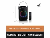 Lenco btc-060bk karaoke set met bluetooth, oplaadbare batterij, draadloze karaoke-microfoon en disco led-verlichting,zwart - afbeelding 4 van  5
