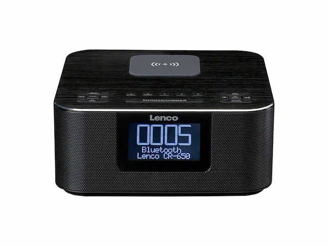 Lenco cr650 dab+ wekkerradio, met dab+ en fm zwart - afbeelding 1 van  5