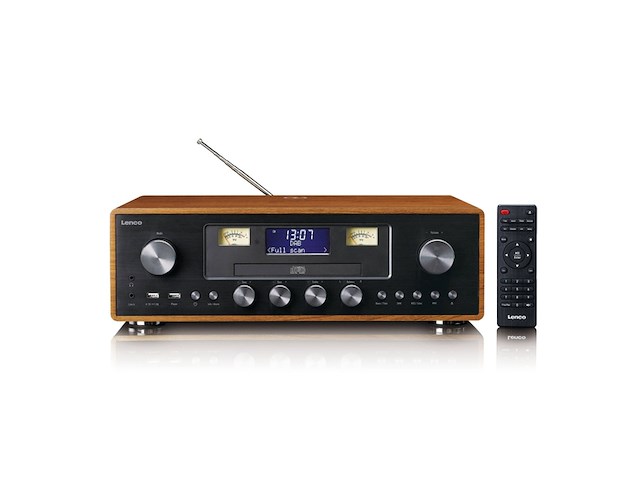 Lenco dar-081wd dab+/fm radio met cd-speler usb bluetooth en draadloos oplaadpunt hout/zwart - afbeelding 1 van  3