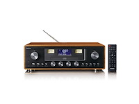Lenco dar-081wd dab+/fm radio met cd-speler usb bluetooth en draadloos oplaadpunt hout/zwart - afbeelding 1 van  3