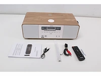 Lenco dar251wdwh stereo dab+/fm radio,cd usb,bluetooth,qi en afstandsbediening hout/wit - afbeelding 1 van  1