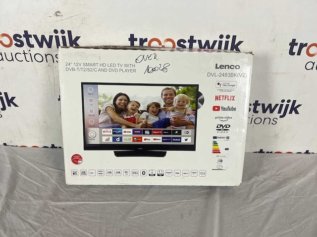 Lenco dvl-2483bk (v2) - 24" smart tv met ingebouwde dvd speler en 12v auto adapter - zwart - afbeelding 2 van  2