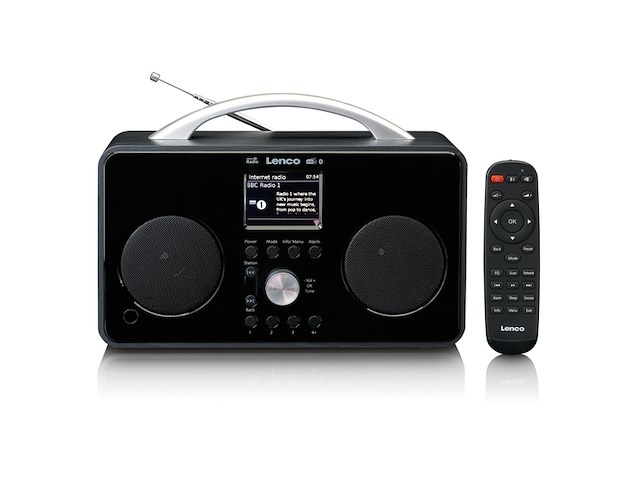 Lenco internet dab+/fm radio met bluetoothafstandsbediening en oplaadbare batterij zwart-zilver - afbeelding 1 van  5