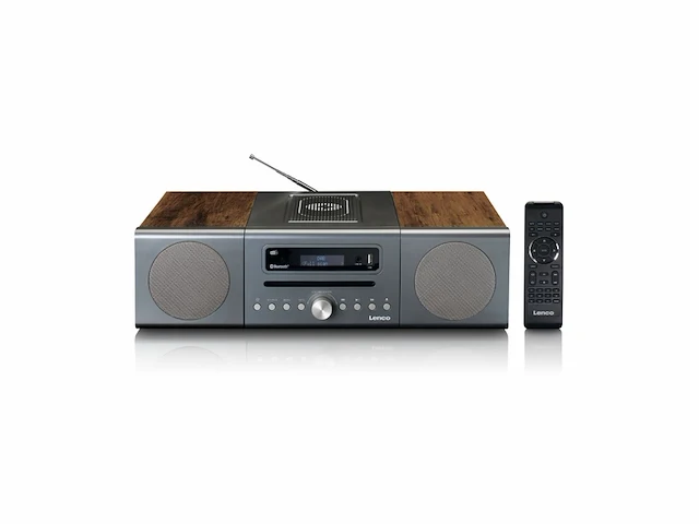 Lenco mc-175si home audio-microsysteem 40 w zilver, hout - afbeelding 1 van  5