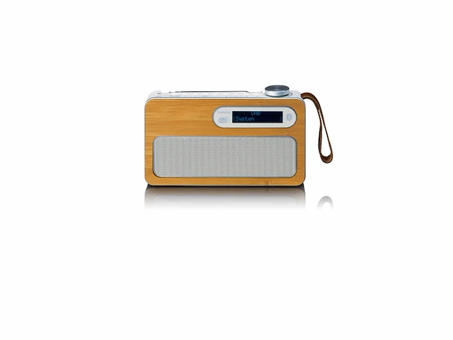 Lenco pdr040ef draagbare dab+/fm radio met oplaadbare batterij en bluetooth bamboe - afbeelding 1 van  2