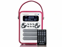 Lenco pdr051 draagbare dab+ retro radio,pll fmradio met bluetooth afstandsbediening roze - afbeelding 1 van  5