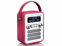 Lenco pdr051 draagbare dab+ retro radio,pll fmradio met bluetooth afstandsbediening roze - afbeelding 2 van  5