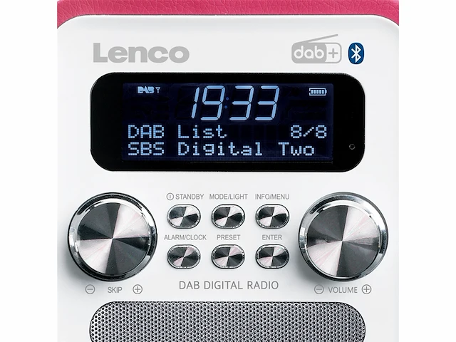 Lenco pdr051 draagbare dab+ retro radio,pll fmradio met bluetooth afstandsbediening roze - afbeelding 3 van  5