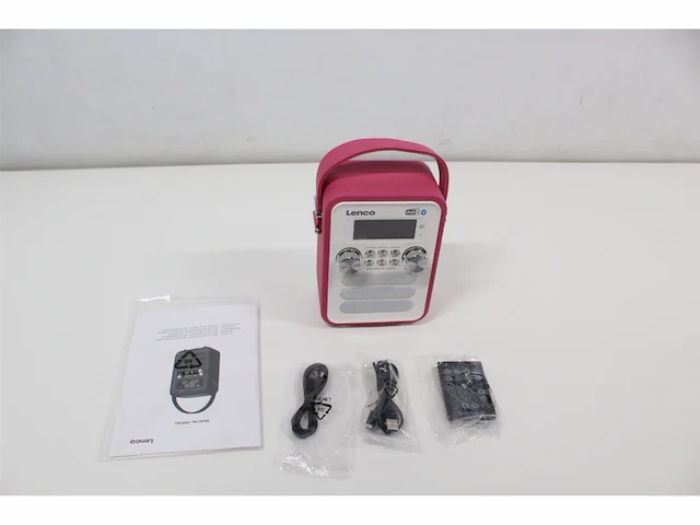 Lenco pdr051 draagbare dab+ retro radio,pll fmradio met bluetooth afstandsbediening roze - afbeelding 5 van  5