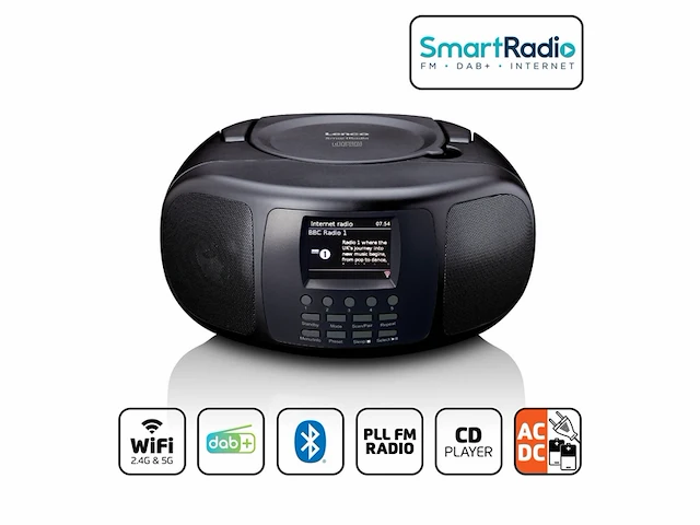 Lenco scd6000 draagbare internet-, dab- & fm-radio met cd zwart - afbeelding 3 van  4