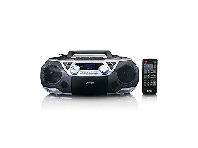 Lenco scd720 boombox dab+ bluetooth 5.0 toploader cd/mp3speler cassettedeck fm radio usbpoort 2 x 6 watt rms bass reflex afstandsbediening zilver - afbeelding 1 van  4