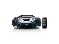 Lenco scd720 boombox dab+ bluetooth 5.0 toploader cd/mp3speler cassettedeck fm radio usbpoort 2 x 6 watt rms bass reflex afstandsbediening zilver - afbeelding 1 van  4