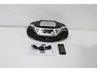 Lenco scd720 boombox dab+ bluetooth 5.0 toploader cd/mp3speler cassettedeck fm radio usbpoort 2 x 6 watt rms bass reflex afstandsbediening zilver - afbeelding 4 van  4