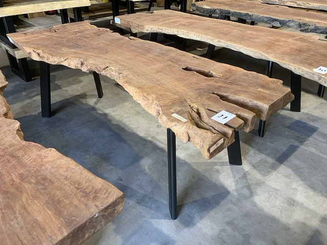 Lengkeng houten boomstamblad tafel - afbeelding 2 van  7