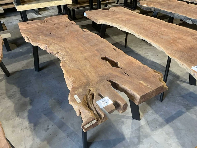 Lengkeng houten boomstamblad tafel - afbeelding 3 van  7