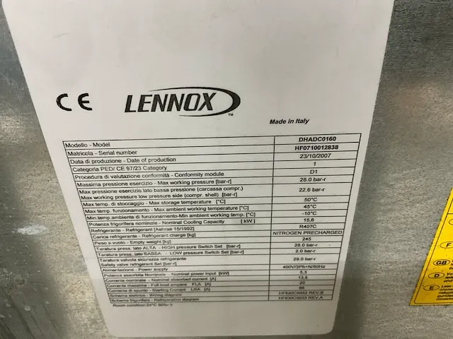 Lennox dhacdc0160 chiller serverruimte koeling - afbeelding 5 van  18