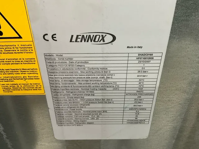Lennox dhadc0160 chiller serverruimte koeling - afbeelding 6 van  16