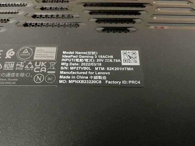Lenovo gaming laptop gaming 3 15ach6 (reparatieproduct) - afbeelding 5 van  5