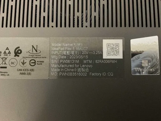 Lenovo notebook flex5 16alc7 (reparatieproduct) - afbeelding 6 van  7
