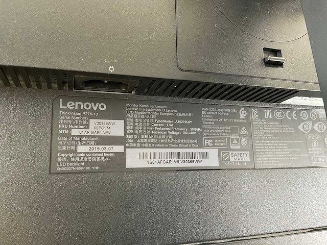 Lenovo (p27h-10) 27”, 2560x1440 (qhd) ips monitor - afbeelding 6 van  6