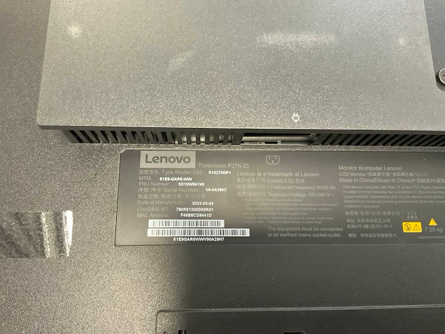 Lenovo (p27h-20) 27”, 2560x1440 (qhd) ips monitor - afbeelding 7 van  7