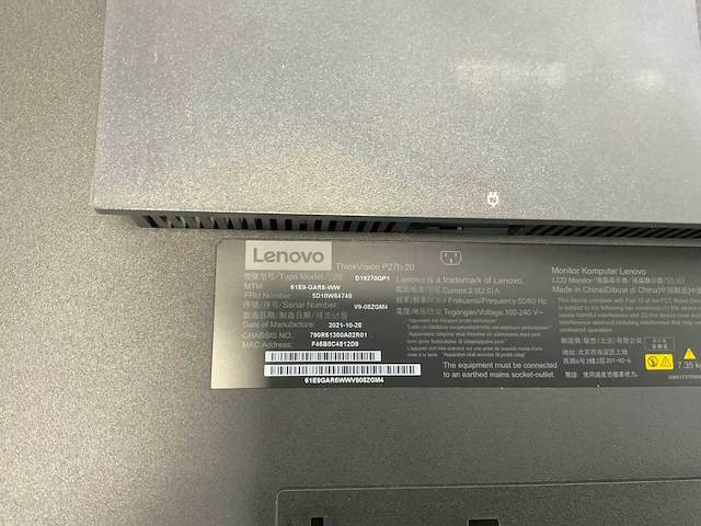 Lenovo (p27h-20) 27”, 2560x1440 (qhd) ips monitor - afbeelding 7 van  7