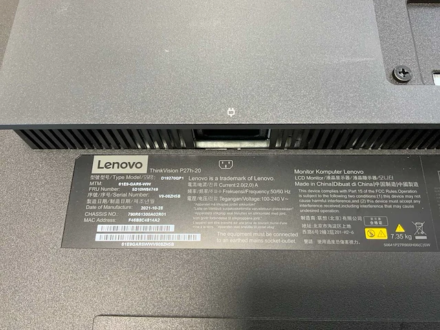 Lenovo (p27h-20) 27”, 2560x1440 (qhd) ips monitor - afbeelding 7 van  7