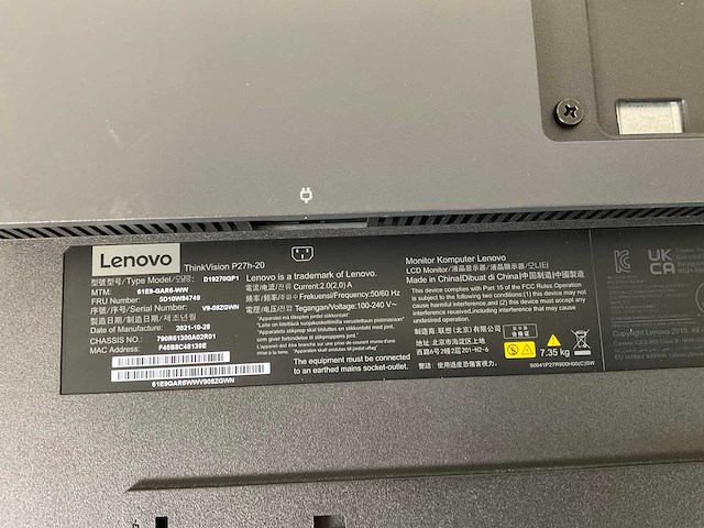 Lenovo (p27h-20) 27”, 2560x1440 (qhd) ips monitor - afbeelding 6 van  6