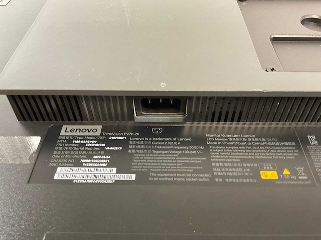 Lenovo (p27h-20) 27”, 2560x1440 (qhd) ips monitor - afbeelding 6 van  6