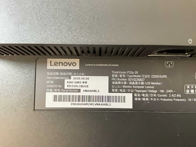 Lenovo (p32p-20) 32”, 3840x2160 (4k) ips monitor; - afbeelding 8 van  8