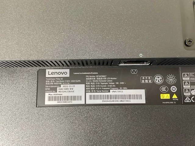 Lenovo (p32p-20) 32”, 3840x2160 (uhd) ips monitor - afbeelding 6 van  6