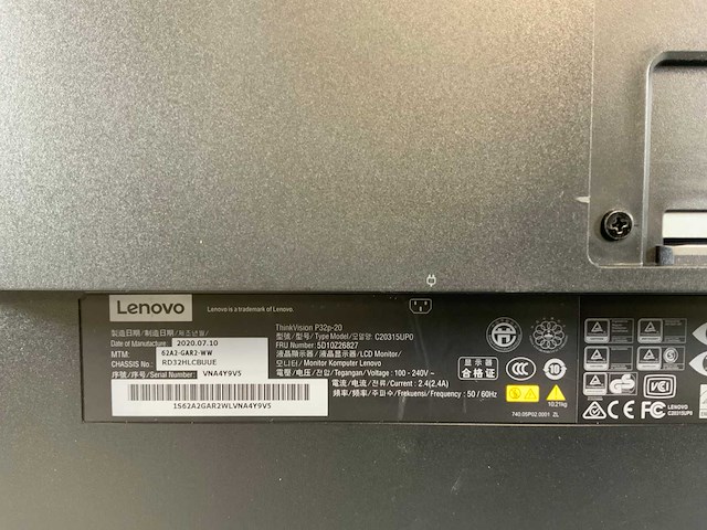 Lenovo (p32p-20) 32", 3840x2160 (uhd) ips monitor - afbeelding 5 van  6