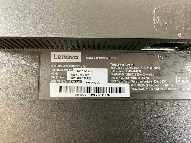 Lenovo (t32p-20) 32”, 3840x2160 (uhd) ips curved monitor - afbeelding 6 van  6