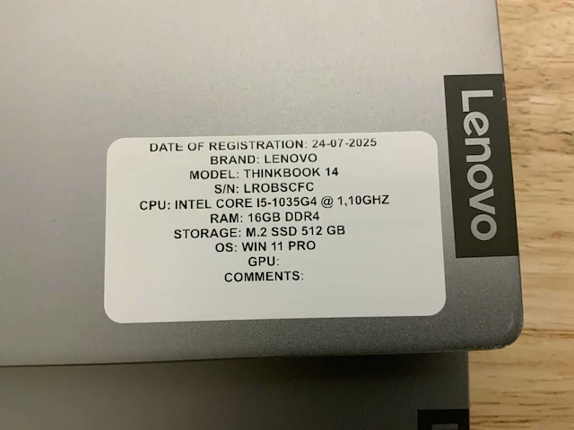 Lenovo thinkbook 14 (i5-gen10) laptop - afbeelding 2 van  6