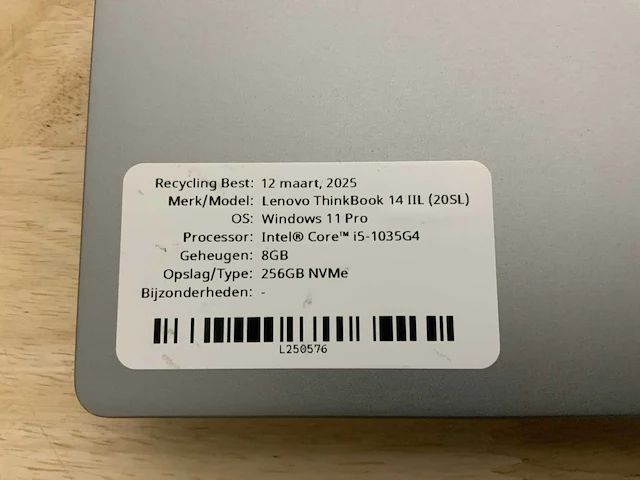 Lenovo thinkbook 14 iil(i5-gen10) laptop - afbeelding 7 van  7