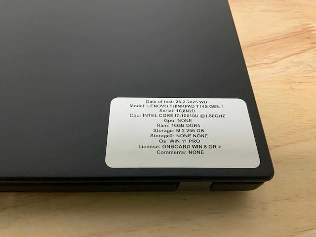 Lenovo thinkpad t14s gen 1 laptop - afbeelding 2 van  6
