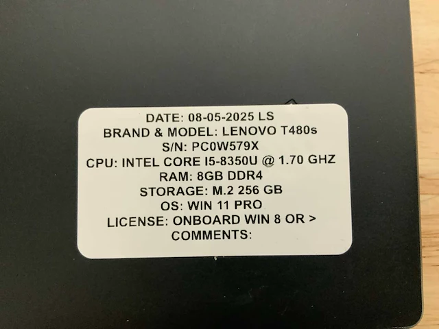 Lenovo thinkpad t480s laptop (4x) - afbeelding 8 van  10