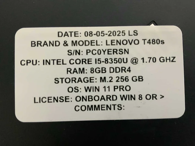 Lenovo thinkpad t480s laptop (4x) - afbeelding 9 van  10