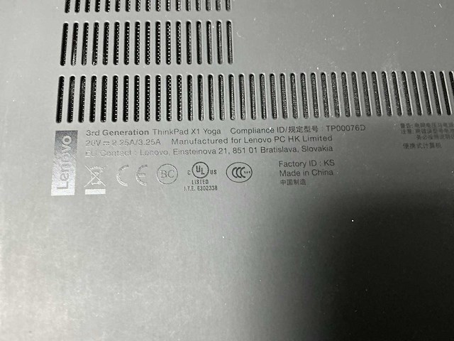 Lenovo thinkpad x1 yoga 3gen laptop - afbeelding 4 van  4