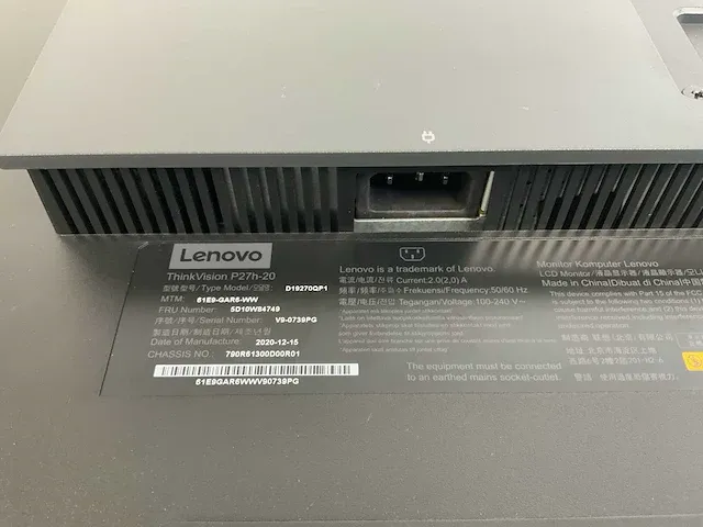 Lenovo thinkvision (p27h-20) 27", 2560x1440 (qhd) ips monitor - afbeelding 6 van  6