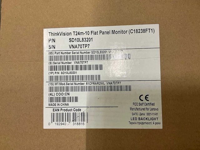 Lenovo thinkvision t24m-10 flat panel monitor - afbeelding 3 van  3
