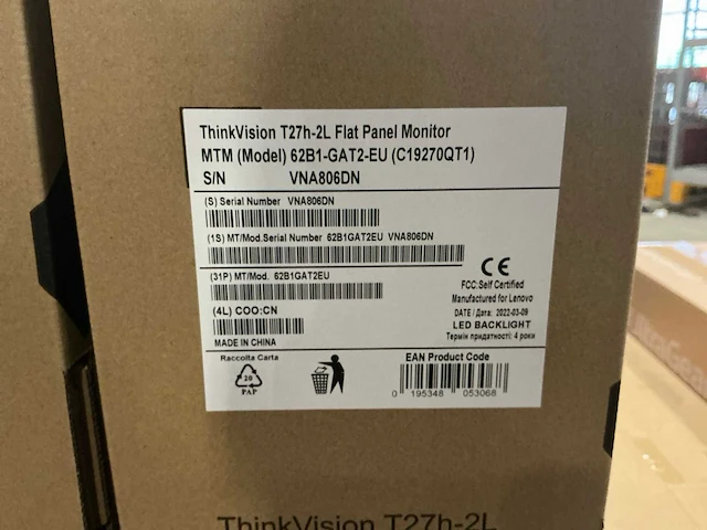 Lenovo thinkvision t27h-2l flat panel monitor - afbeelding 3 van  3