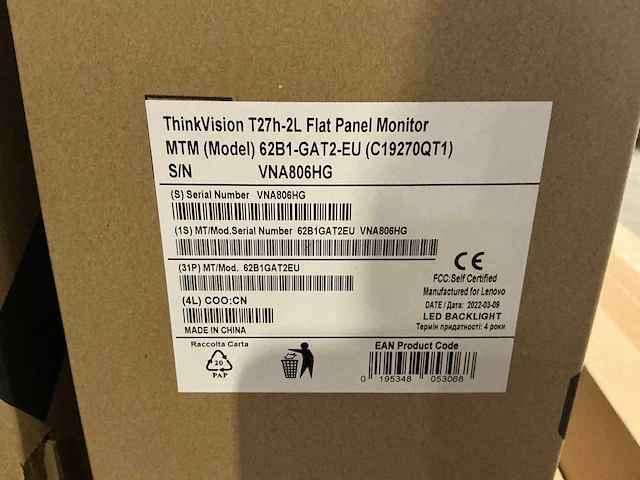 Lenovo thinkvision t27h-2l flat panel monitor - afbeelding 3 van  3