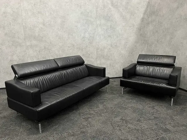Leolux odilon - design loungeset met opklapbare hoofdsteunen - leder - afbeelding 1 van  24