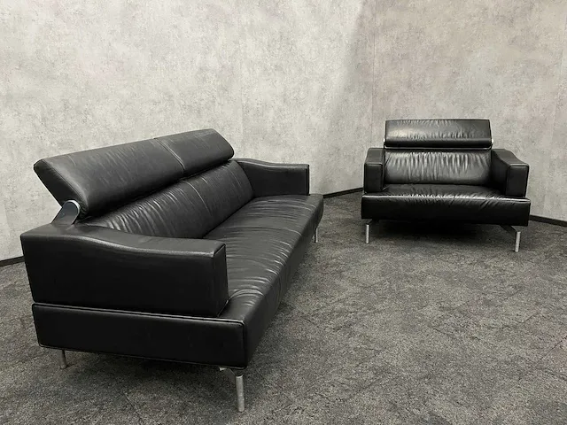 Leolux odilon - design loungeset met opklapbare hoofdsteunen - leder - afbeelding 16 van  24