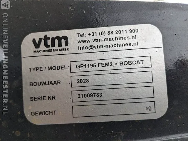 Lepelbord vtm, gp1195 fem2 bobcat, bouwjaar 2023 - afbeelding 6 van  7