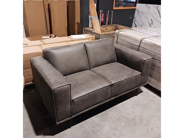 Leren 2-zitsbank, wildeboer, antraciet, 2024 - afbeelding 1 van  5