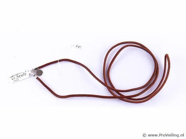 Leren ketting met zilveren sluiting - afbeelding 1 van  3