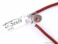 Leren ketting met zilveren sluiting - afbeelding 2 van  3